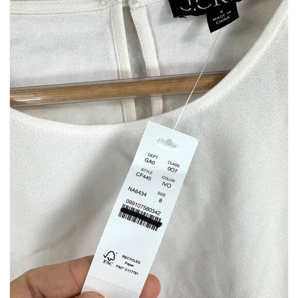 J.crew Shirred-waist top in viscose crepe ivory‎ money sz 8 - Picture 4 of 8